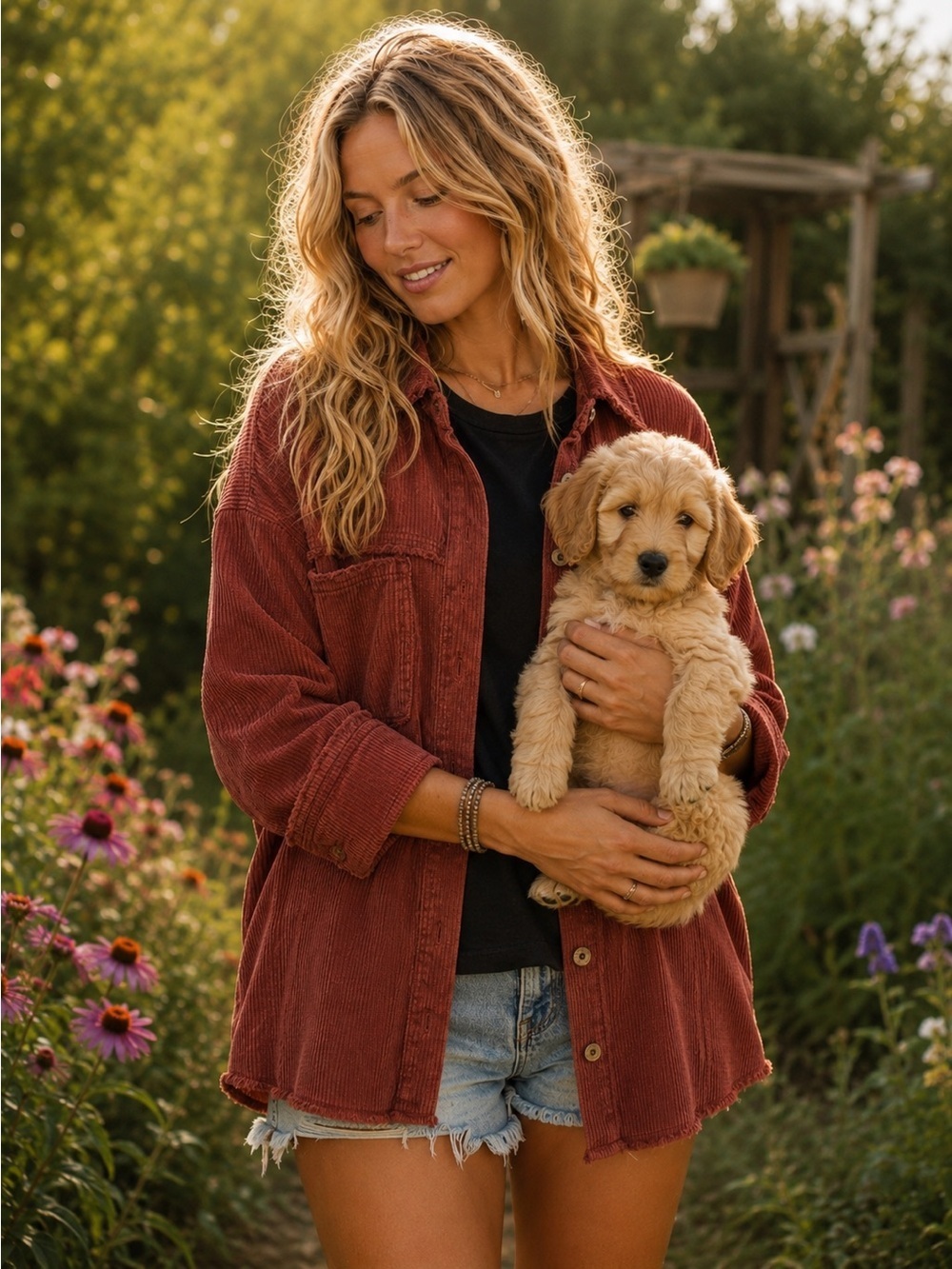 Umgee Burgundy Corduroy Utility Jacket Large